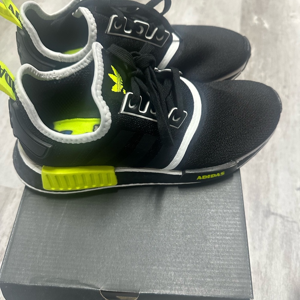 Adidas NMD Kids Black and Neon Green Sneakers